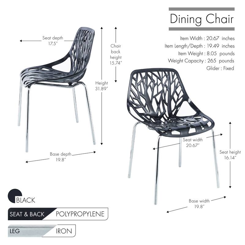 Porthos Home Paola Dining Chairs Set Of 2, Plastic Back, Iron Legs