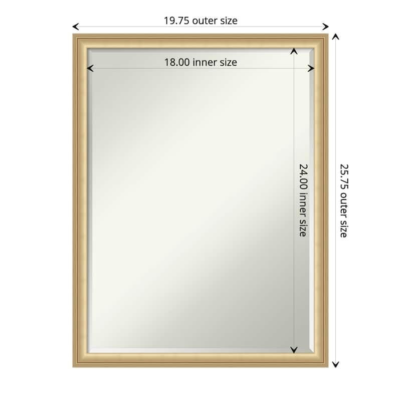 Florence Half-Inch-Bevel Framed Bathroom Vanity Wall Mirror - Glass Size 18x24 - Florence Gold