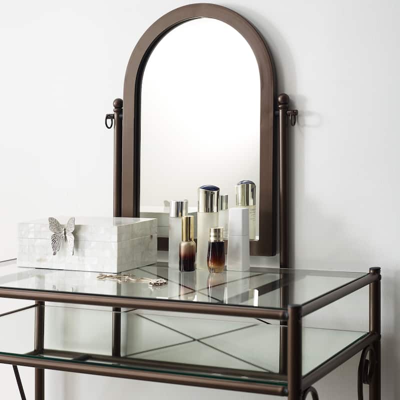 Linon Angelica Glass-top Metal Vanity Set
