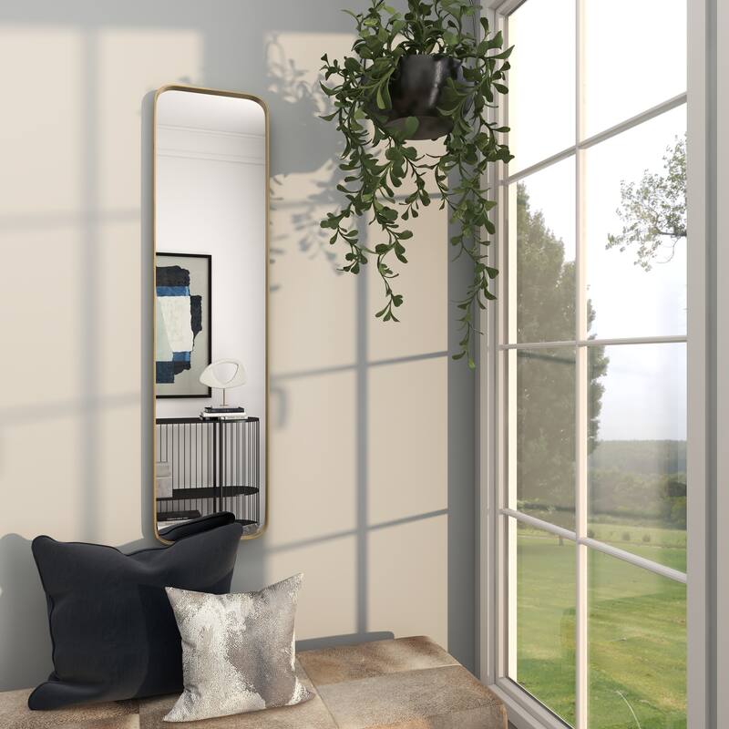 Iron Contemporary Wall Mirror - 12 x 2 x 48