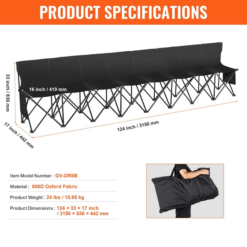 Portable Folding Bench for Football Fishing, No Assembly Instant Seating