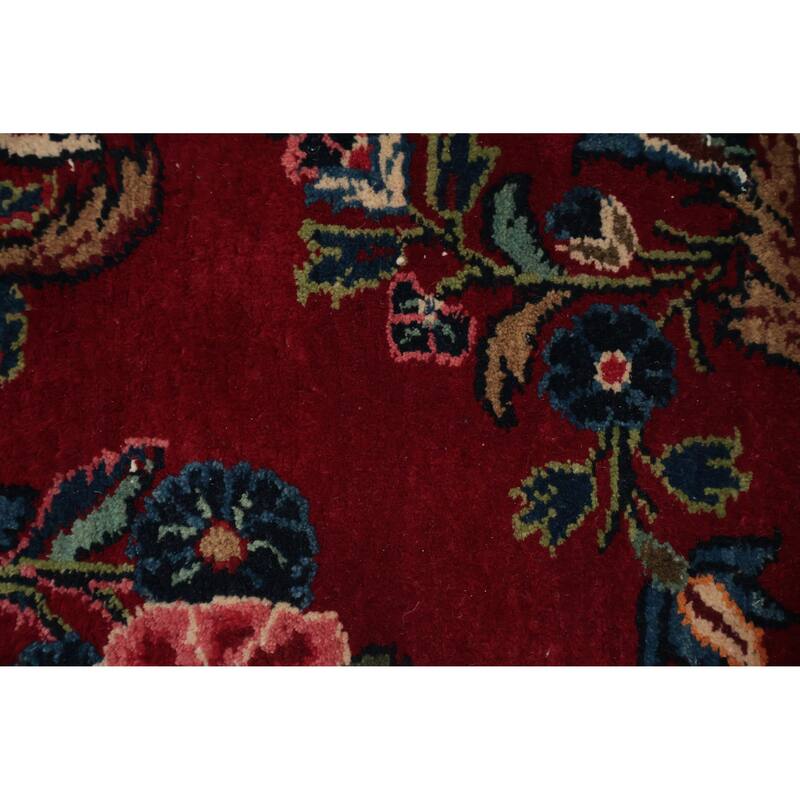 Hand Knotted Oriental 100% Wool Carpet Traditional Floral Red Shahbaft Area Rug - 18' 4'' X 9' 1''