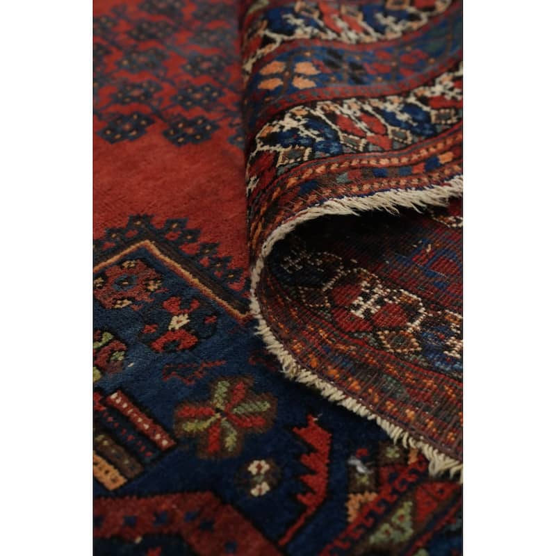 Hand Knotted Oriental 100% Wool Carpet Traditional Medallion Oranges & Rust Afshar Area Rug - 5' 10'' X 5' 1''