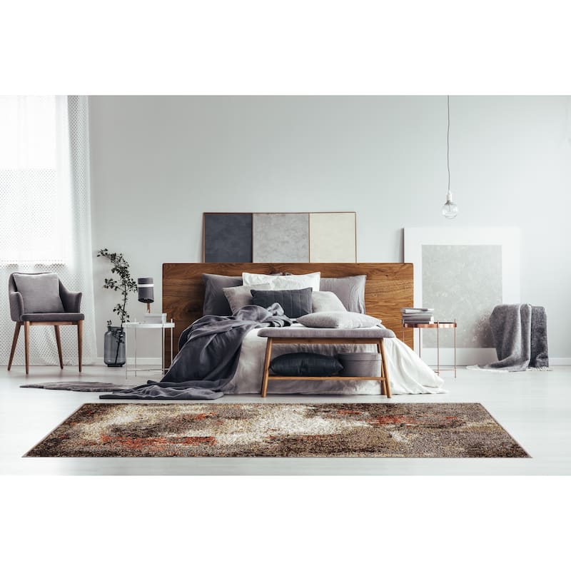 Olympia Collection Brown/Beige Abstract Design Area Rug