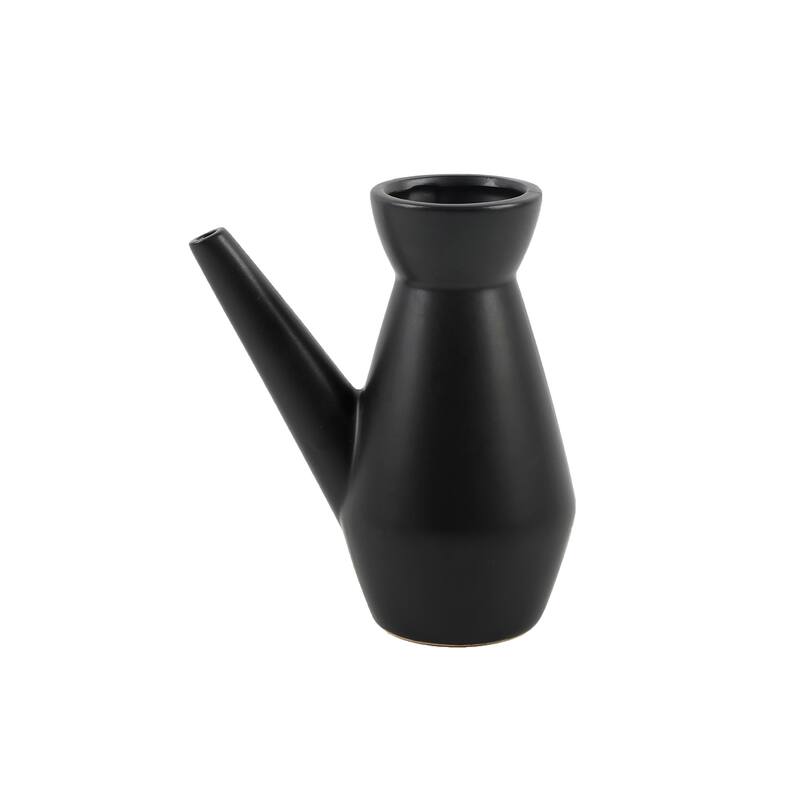 7" Ceramic Watering Can, Matte Black