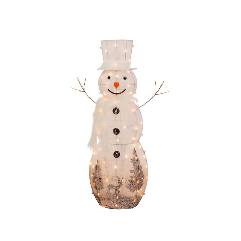 4 ft Tall Christmas Holiday Lighted Snowman with 105 Micro LED Lights ...