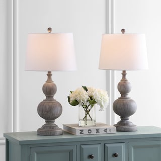 SAFAVIEH Lighting 29-inch Ephraim Brown LED Table Lamp (Set of 2) - 15"x15"x28.5" - 15"W x 15"D x 29"H