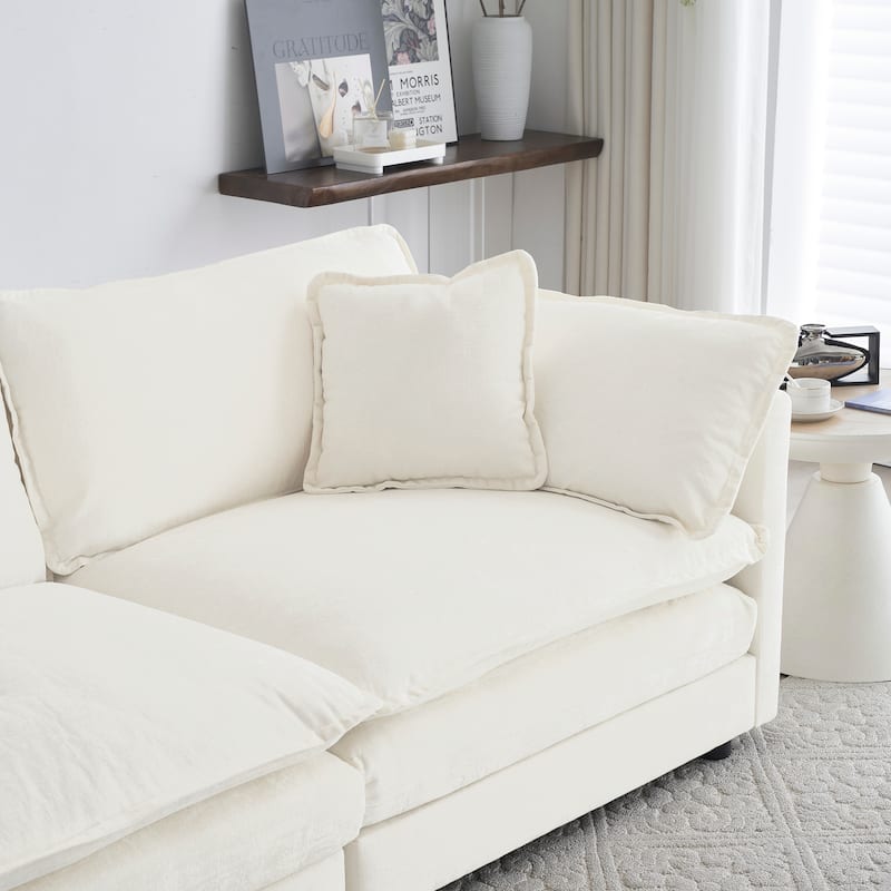 GDFStudio - Thaddeus Three-Seater Chenille Modular Sofa with Arm and Toss Pillows