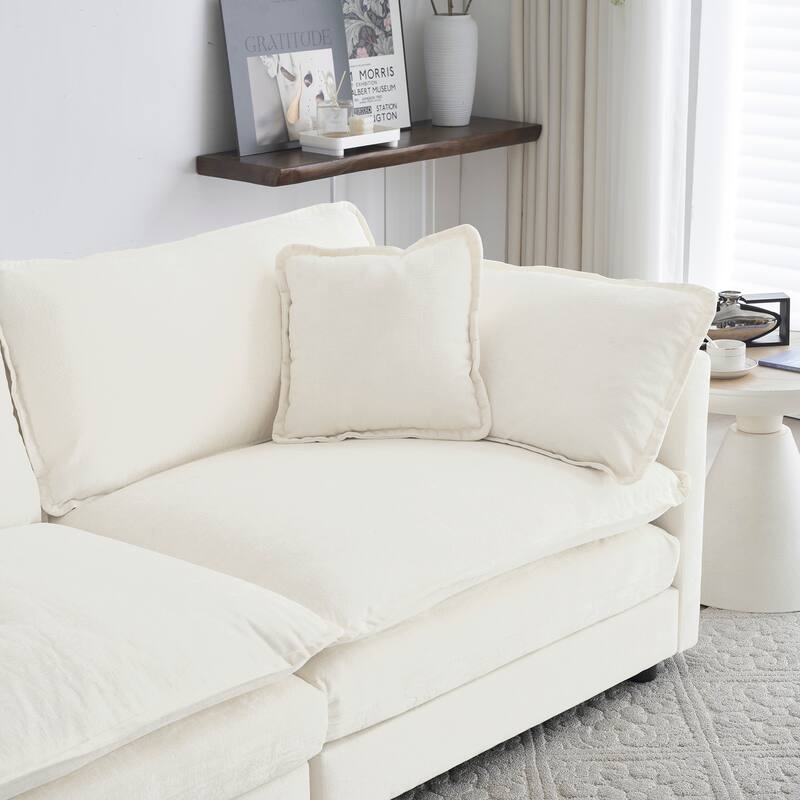 Modular Large U-Shape Sectional Sofa, Double Extra Ottomans, Comfort Chenille Upholstered Couch with Reversible Chaise