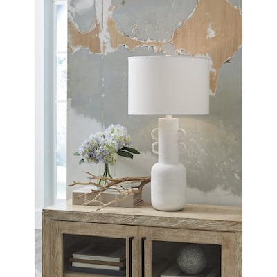 Signature Design by Ashley Perringhill Distressed White Table Lamp - 16" W x 16" D x 29.5" H