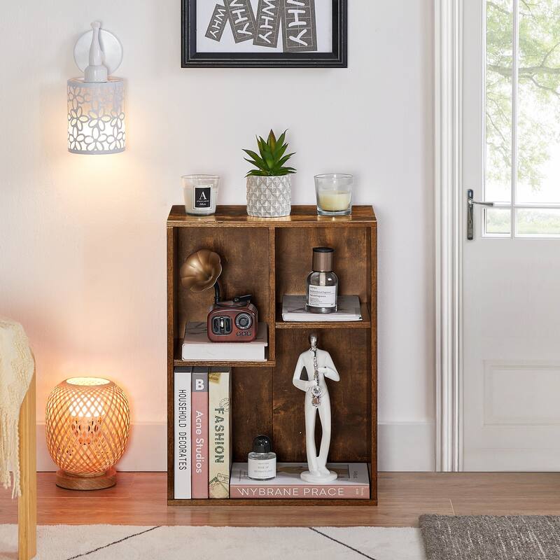 3 Cubes Wood Bookcase 3-Tier Bookshelf Storage Shelf