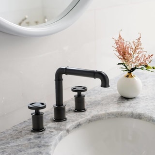 6.49"H Solid Brass Industrial Style Widespread 2-Handle Bathroom Faucet