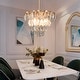 preview thumbnail 5 of 14, Modern Glam Gold Tiered Crystal Chandelier Transitional Drum Foyer Pendant for Dining Room - 14.1 inches