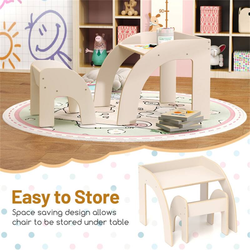 Kids Table and Chair Set for Children 3+ Years Old Multipurpose Drawing Writing Play Furniture - 23.5" x 23.5" x 19.5"