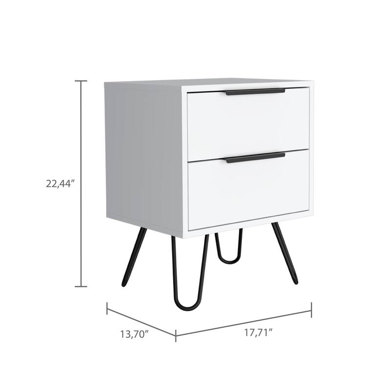 Bedside Furniture,Night Stand,with Hairpin Legs,2 Drawers,for Bedroom,Closet,Entryway,College Dorm