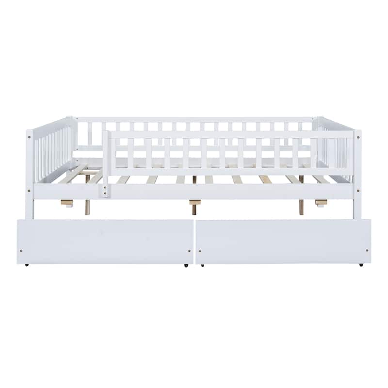 Full Size Modern Pine Daybed with Storage Drawers