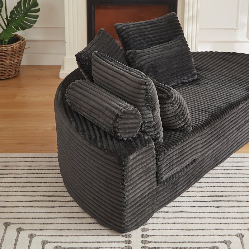 78.5-Inch Corduroy Semi-Circular 2-in-1 Sofa Bed,Designer Recliner with Pillow