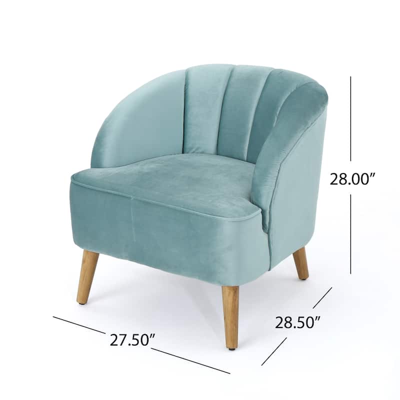 Roomfitters Modern Velvet Accent Chair, Upholstered Barrel Chair with Wooden Legs