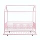 preview thumbnail 7 of 9, Metal House Bed with Fence, With Trundle