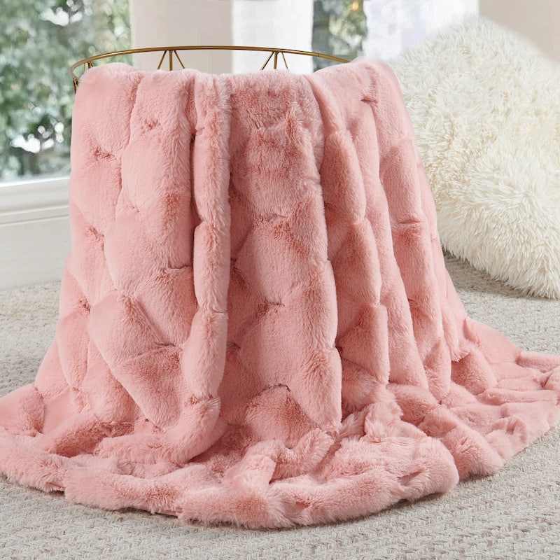 Christmas jacquard imitativerabbit fauxfur throw 50"x60"