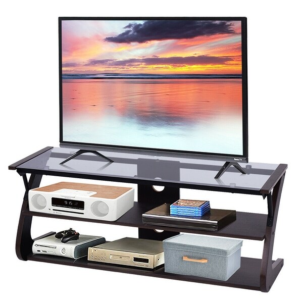 Costway 3-Tier Tempered Glass Top TV Stand Entertainment ... (600 x 600 Pixel)
