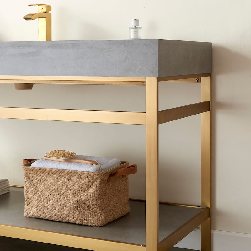 Funes 60" Single Vanity, Metal Support with Stone Top without Mirror - 60''x22''