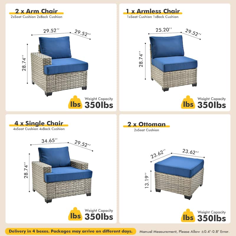 XIZZI 9-piece Patio Furniture Set Outdoor Wicker Chair