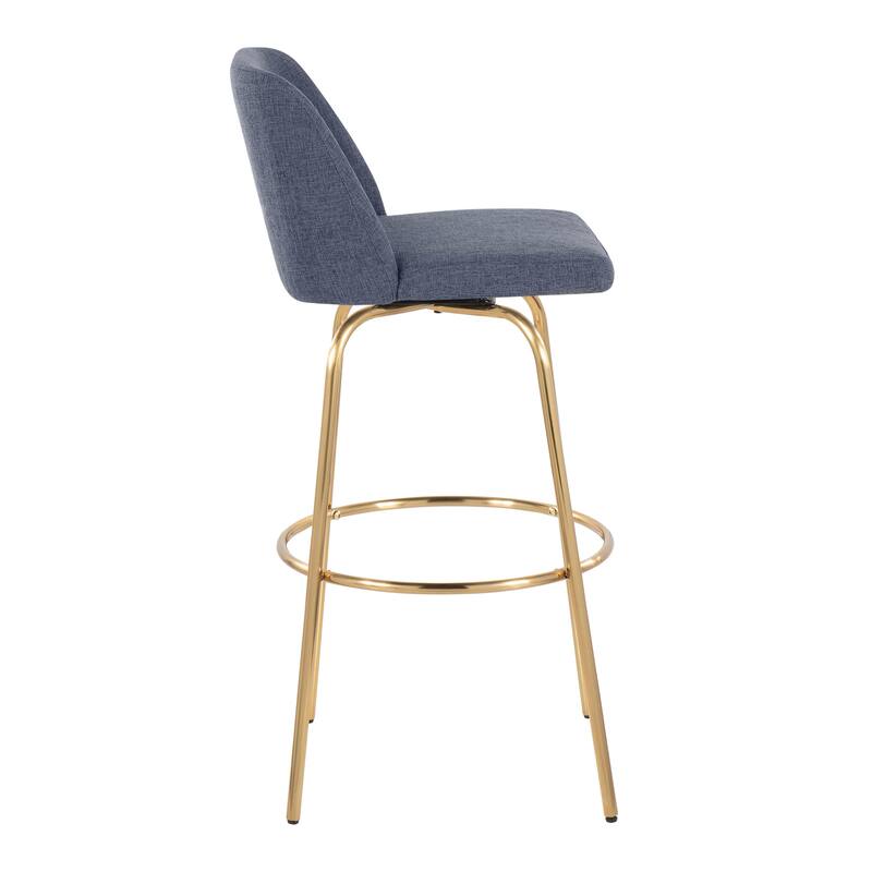 Silver Orchid Vallberga 30" Fixed-Height Bar Stool with Metal Base & Round Gold Footrest (Set of 2)