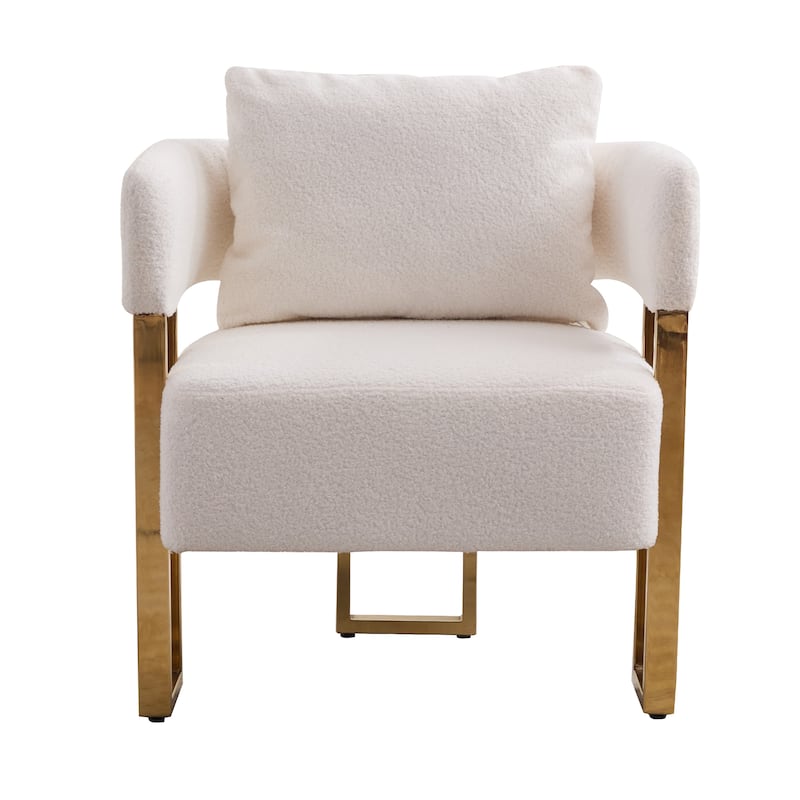 24.41" Upholstered Accent Chair with Gold Legs (Set of 2)
