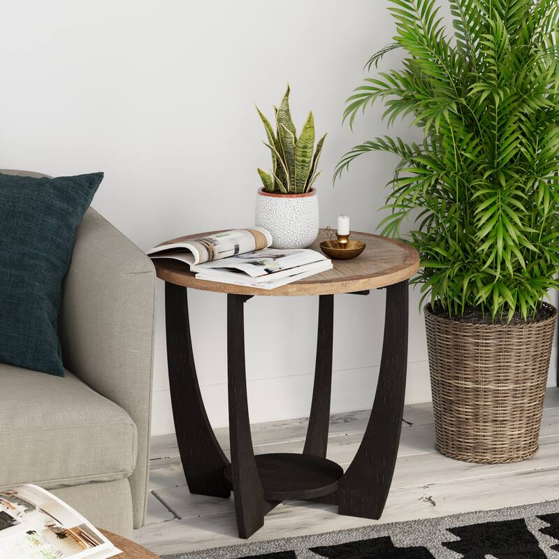 COZAYH Rustic Farmhouse End Table, French Country Accent Coffee Table for Family, Small Spaces