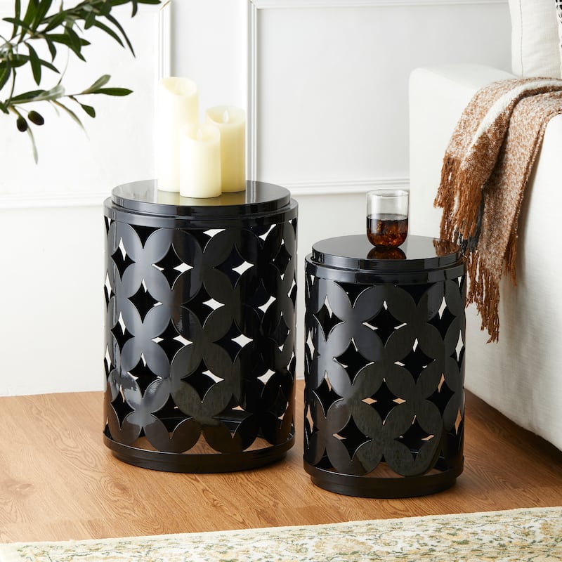 Glitzhome 19.25"H Set of 2 Modern Metal Frame Side Table - 14"L x 14"W x 19.25"H