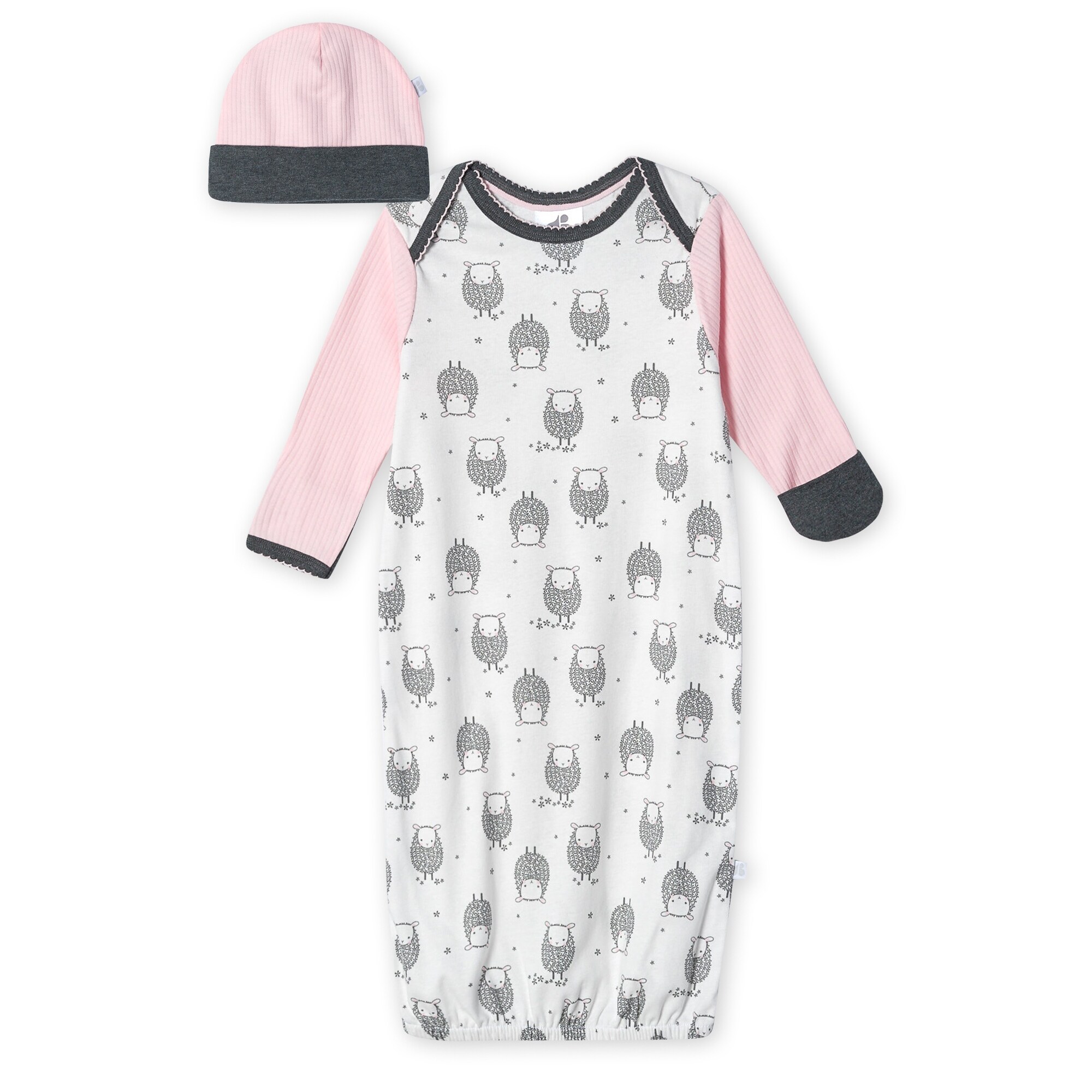Shop Just Born Baby Girls 2 Piece Organic Lil Lamb Gown And Hat
