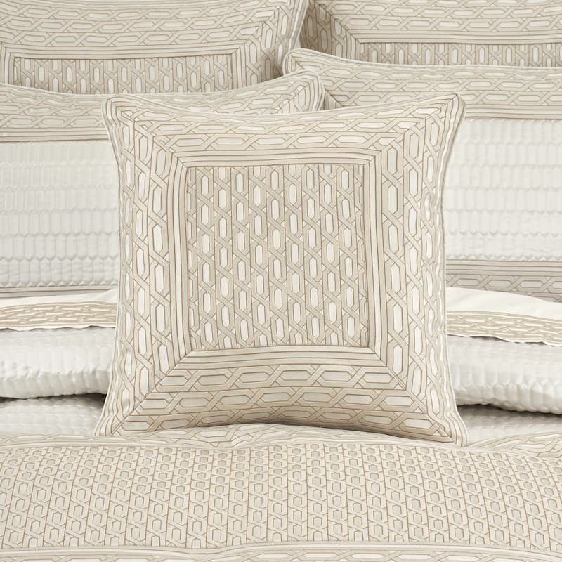 J. Queen New York Metropolitan 20" Square Decorative Throw Pillow - Accent - Polyester - Ivory