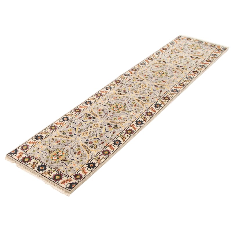 ECARPETGALLERY Hand-knotted Serapi Heritage Light Grey Wool Rug - 2'5 x 10'1