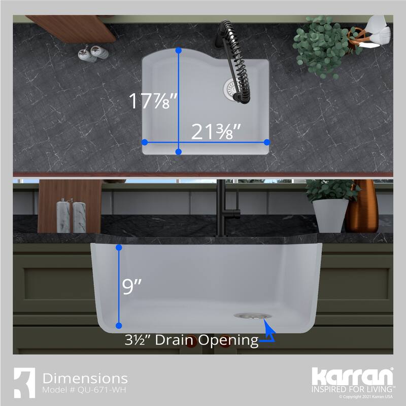 Karran Undermount Quartz 24 in. Single Bowl Kitchen Sink Kit