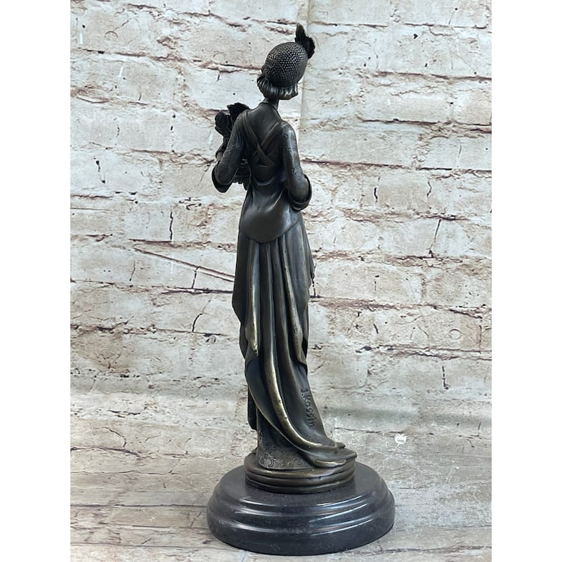 Signed Original Kin 1920 Art Deco Style Woman Bronze Sculpture Figurine