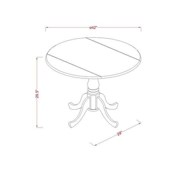 dimension image slide 1 of 3, East West Furniture 5 Piece Dining Room Furniture Set- a Round Kitchen Table and 4 Dining Chairs, Black & Cherry (Seat Options)