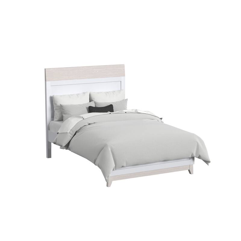 Rowan Modern Wood Complete Full Bed, Ash Linen White