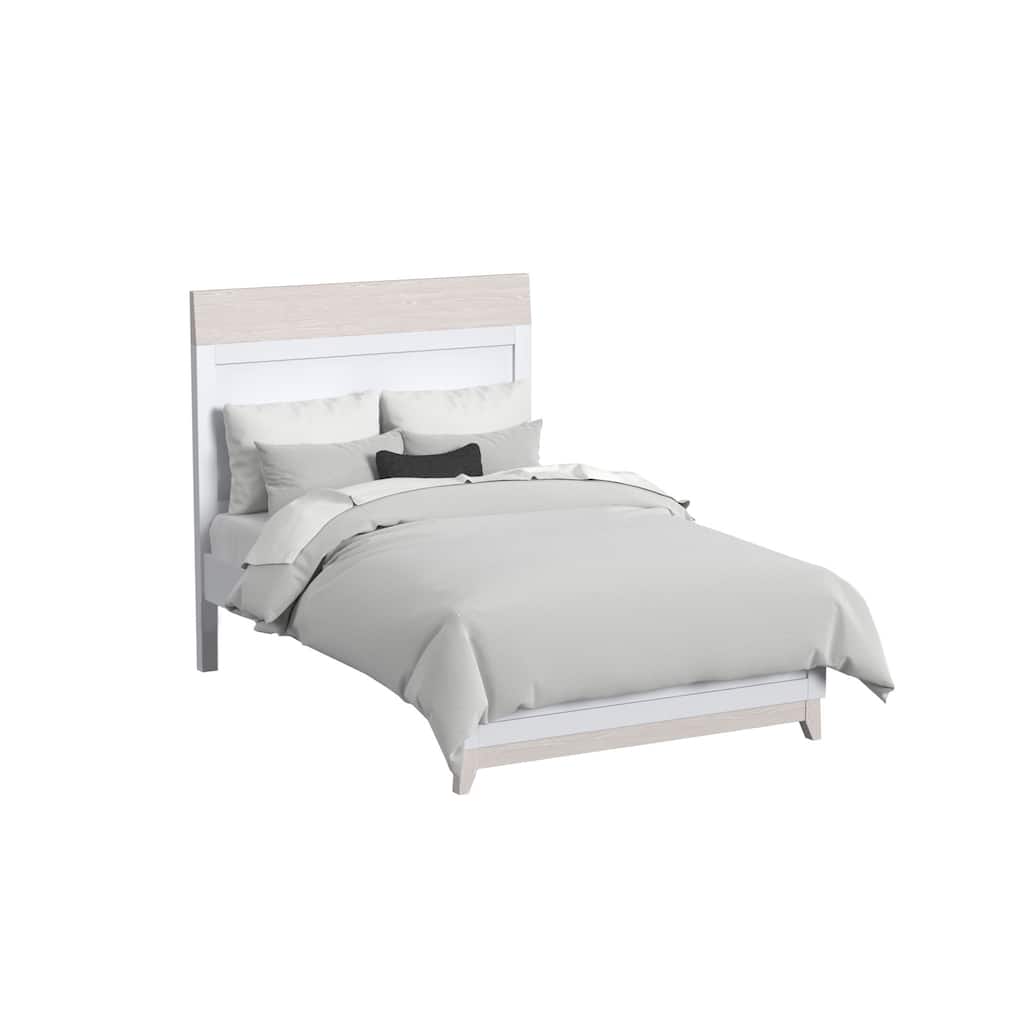 Rowan Modern Wood Complete Full Bed, Ash Linen White
