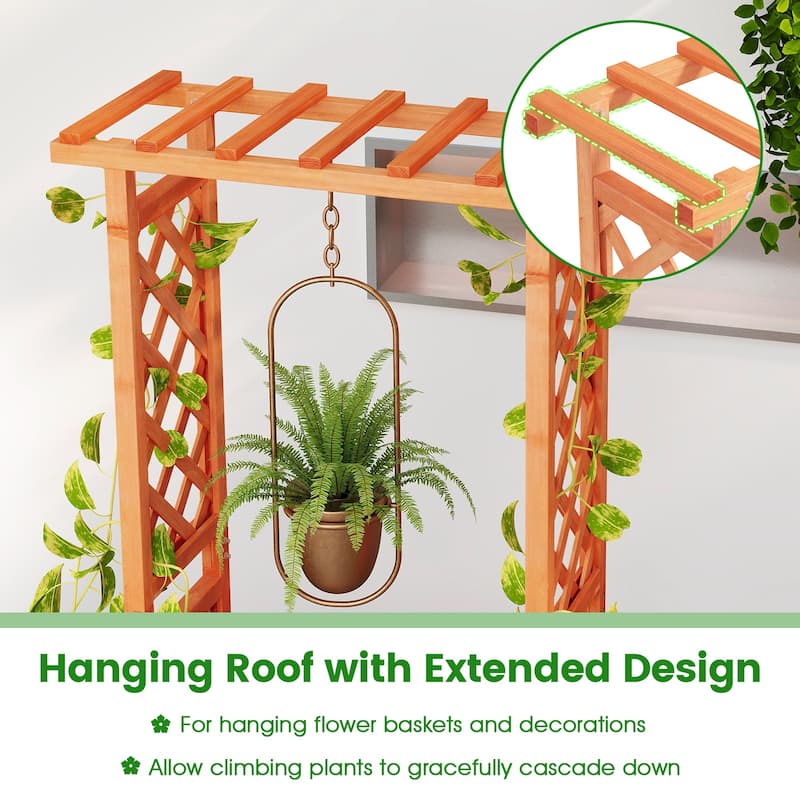 Gymax Raised Garden Bed Planter Box w/ Side & Top Trellis for Vine