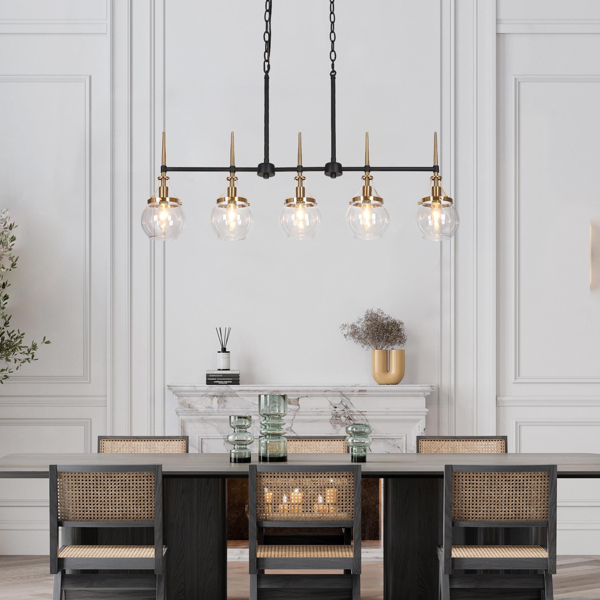 Black and gold dining room chandelier on sale