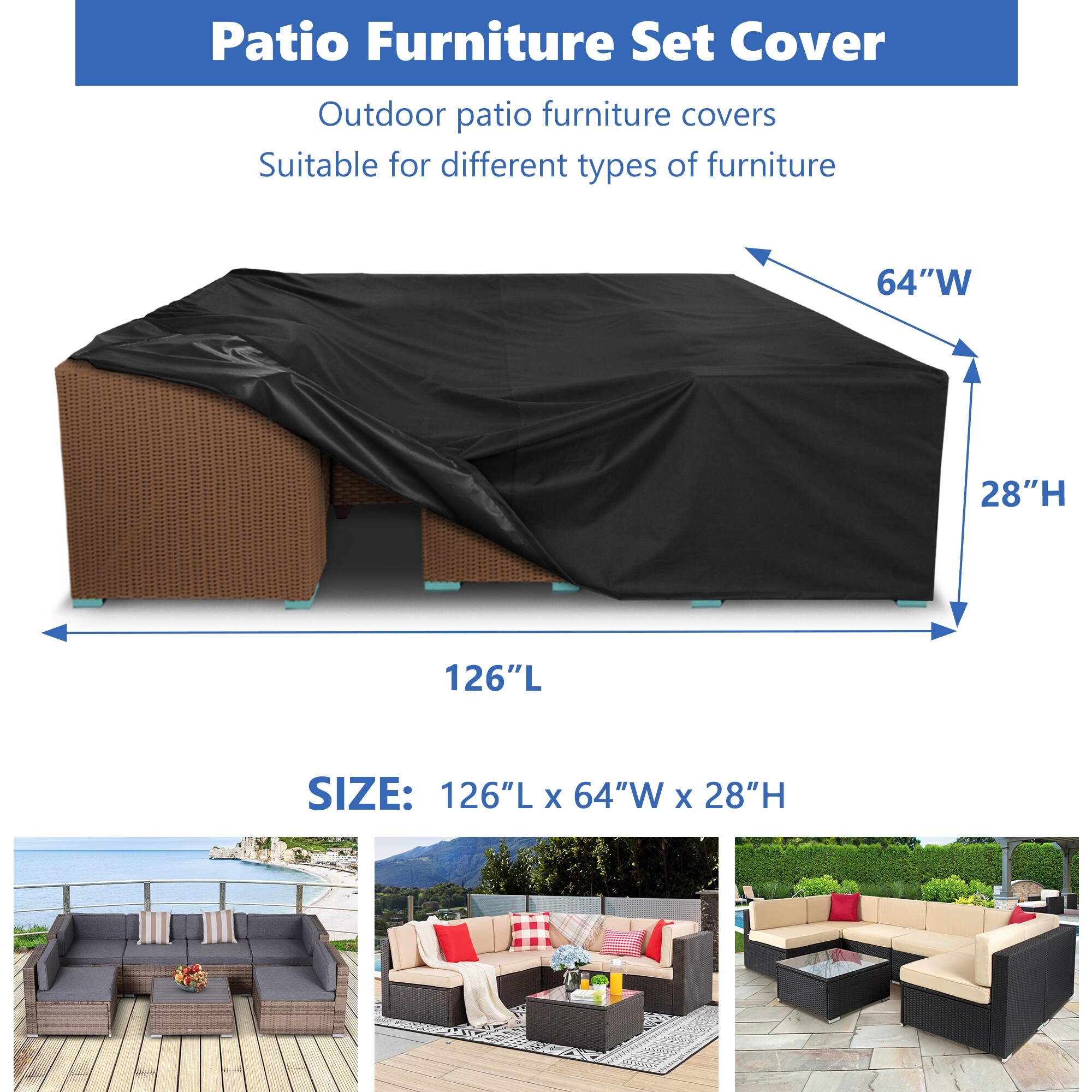 Patio Furniture Covers Heavy Duty 500d Waterproof Outdoor - Temu