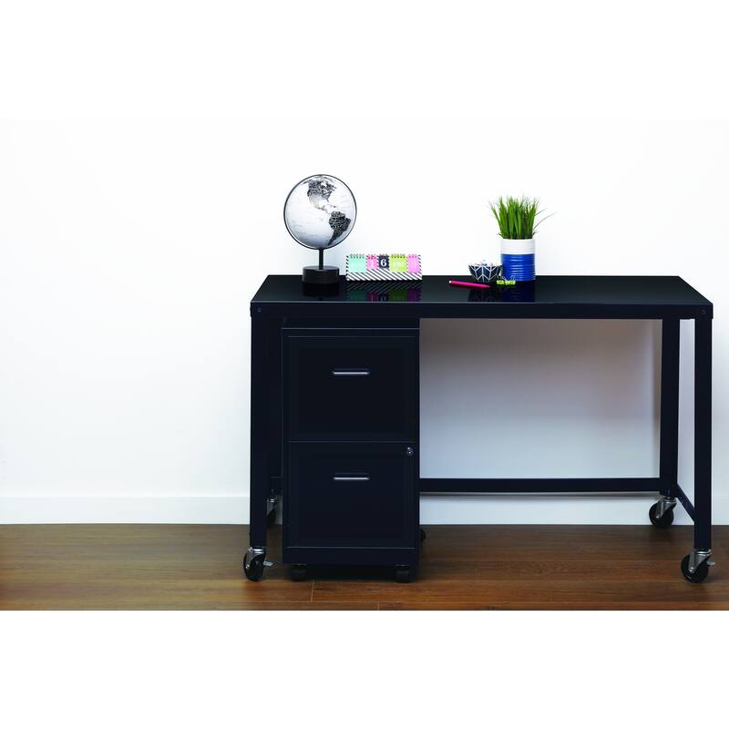 Space Solutions 18" Deep 2-drawer Mobile File Cabinet, Black