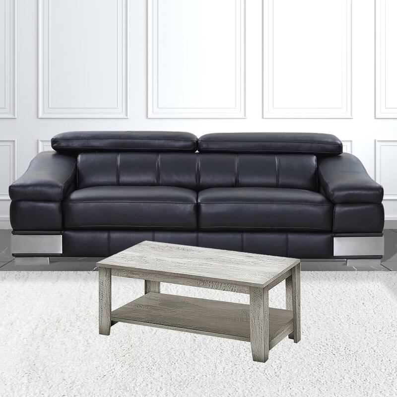 HomeRoots Set Of Three 42" Gray Rectangular Coffee Table With Three Shelves