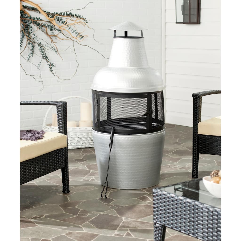 SAFAVIEH Mirbana Silver/ Black Chiminea - 18" x 18" x 40" - 18Wx18Dx40H
