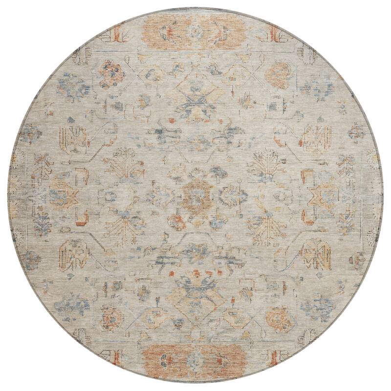 Machine Washable Indoor/ Outdoor Traditional Border Chantille Rug