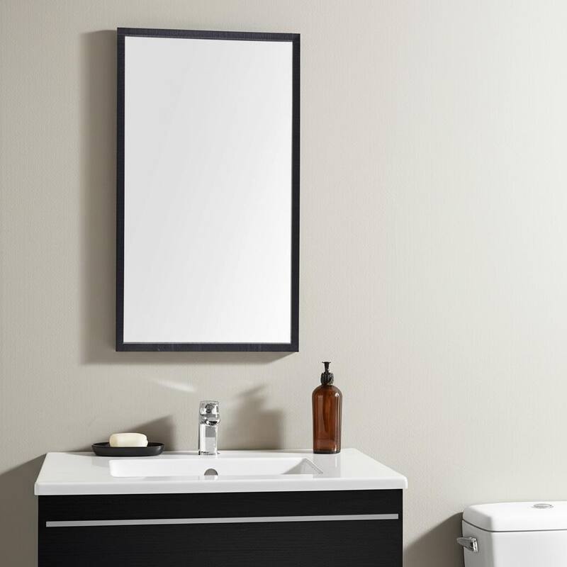 HomeRoots 42" Black Framed Bathroom Vanity Mirror - 21.50 in. x 41.50 in. x 1.75 in. - 21.50 in. x 41.50 in.  x 1.75 in.