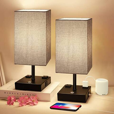 Cedar Hill 15 in. Desk lamp with Charging outlet and USB port (2 Pack)