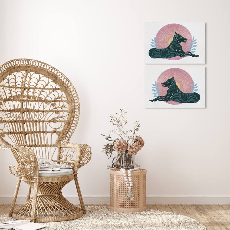 Wynwood Studio Canvas Animals Spoted King SET Green and Emerald Mid-Century Modern Wall Art Canvas Print - 20 x 30