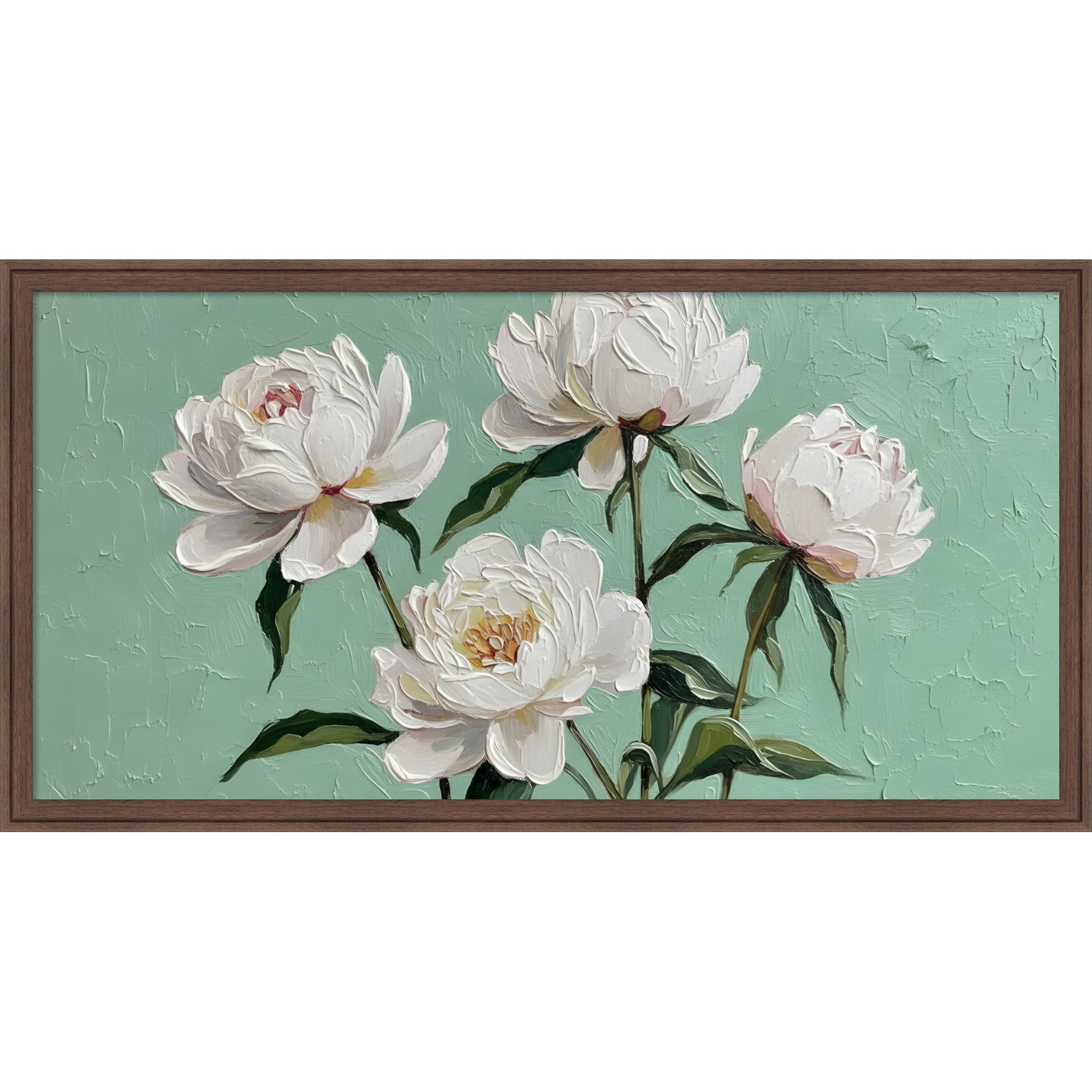 White Peony by Hugo Framed Mounted Canvas Wall Art Print